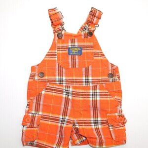 Oshkosh B'gosh Orange Plaid short Overalls Baby Boy 3 months 2M